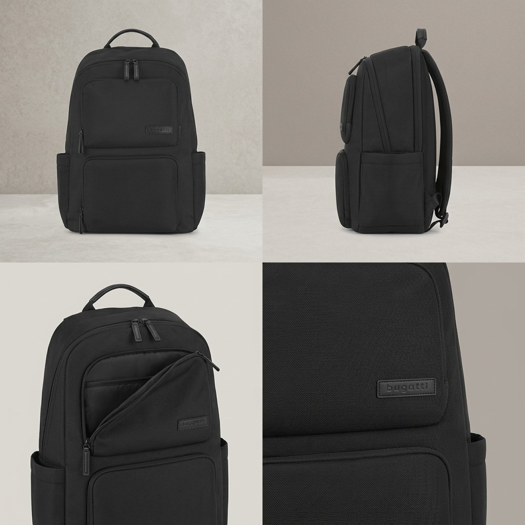 Visuel illustrant les caractéristiques de Bugatti Madison – Sac à dos pour portable 15,6 po en nylon, noir – photo 8