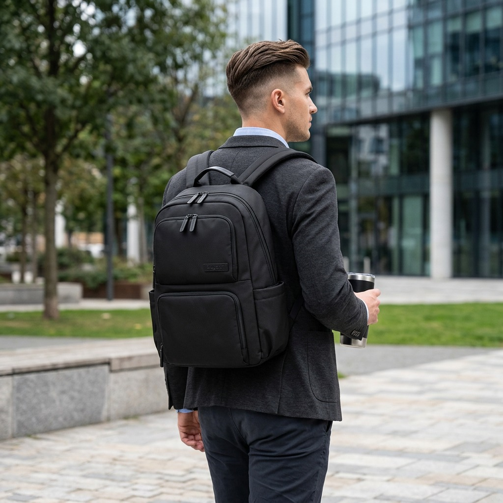 Vue complémentaire de Bugatti Madison – Sac à dos pour portable 15,6 po en nylon, noir – photo 7