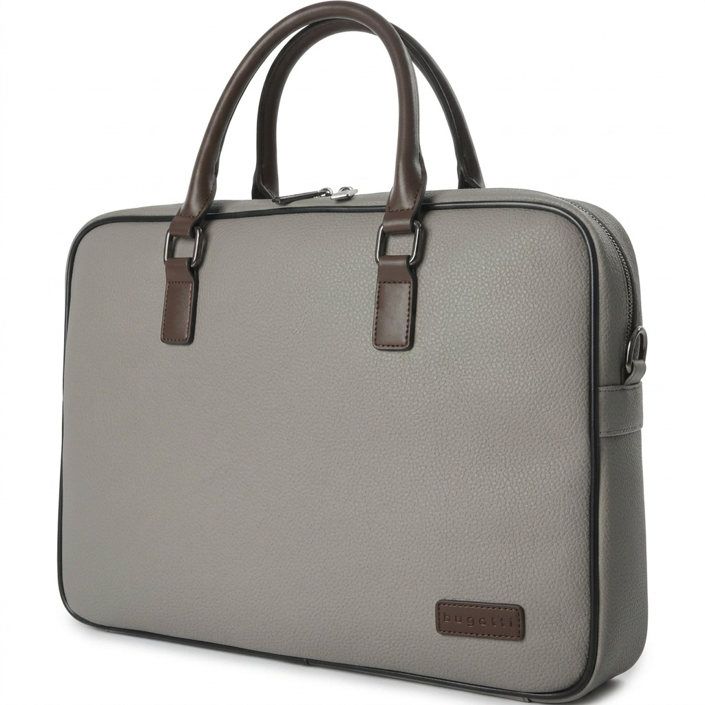 Porte-documents mince gris Bugatti Contrast EXB2161BU pour ordinateur portable, photographié sur fond blanc