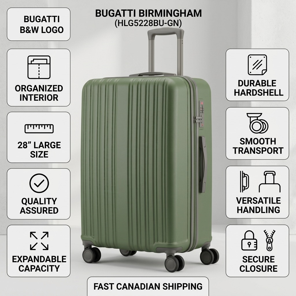 Emballage et présentation de Bugatti Birmingham – Grande valise rigide extensible 30 po, vert – photo 8