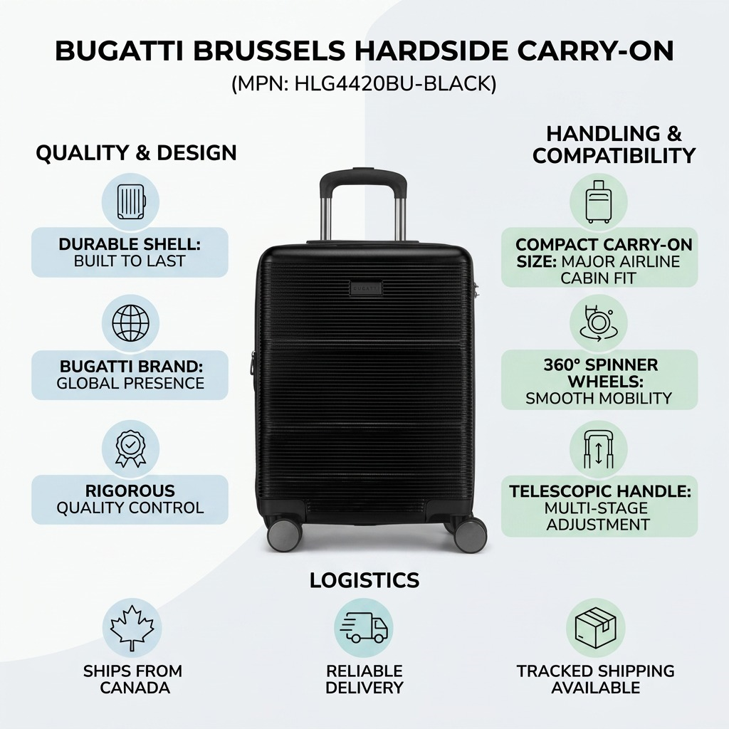 Emballage et présentation de Bugatti Brussels – Valise cabine rigide, noire – photo 6