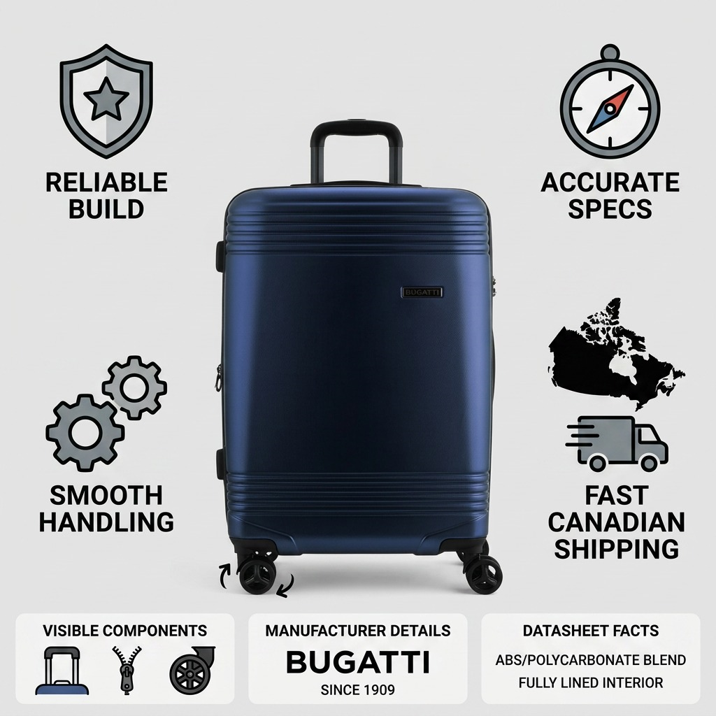 Emballage et présentation de Bugatti Nashville – Valise rigide moyenne 24 po, bleu marine – photo 5