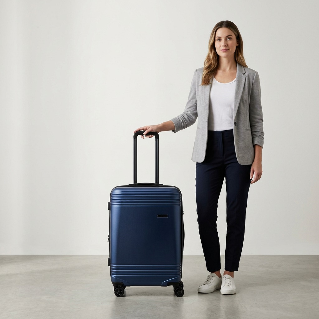 Vue de taille comparative de Bugatti Nashville – Valise rigide moyenne 24 po, bleu marine – photo 6