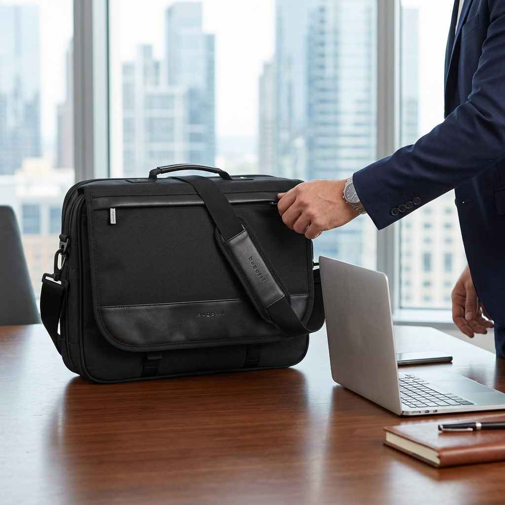 Vue de taille comparative de Bugatti Gregory The Associate – Porte-documents professionnel, noir – photo 4