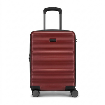 Bugatti Brussels hardside carry-on luggage in deep red with ribbed texture and spinner wheels.