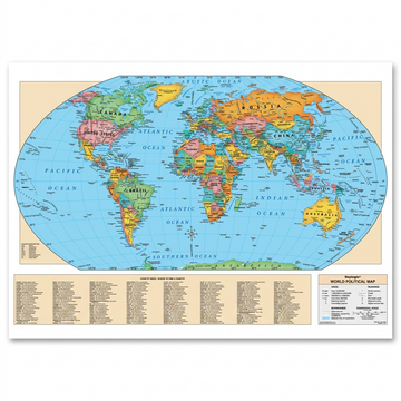 Replogle – Carte du monde laminée, bleu EN — Vue principale du produit sur fond clair
