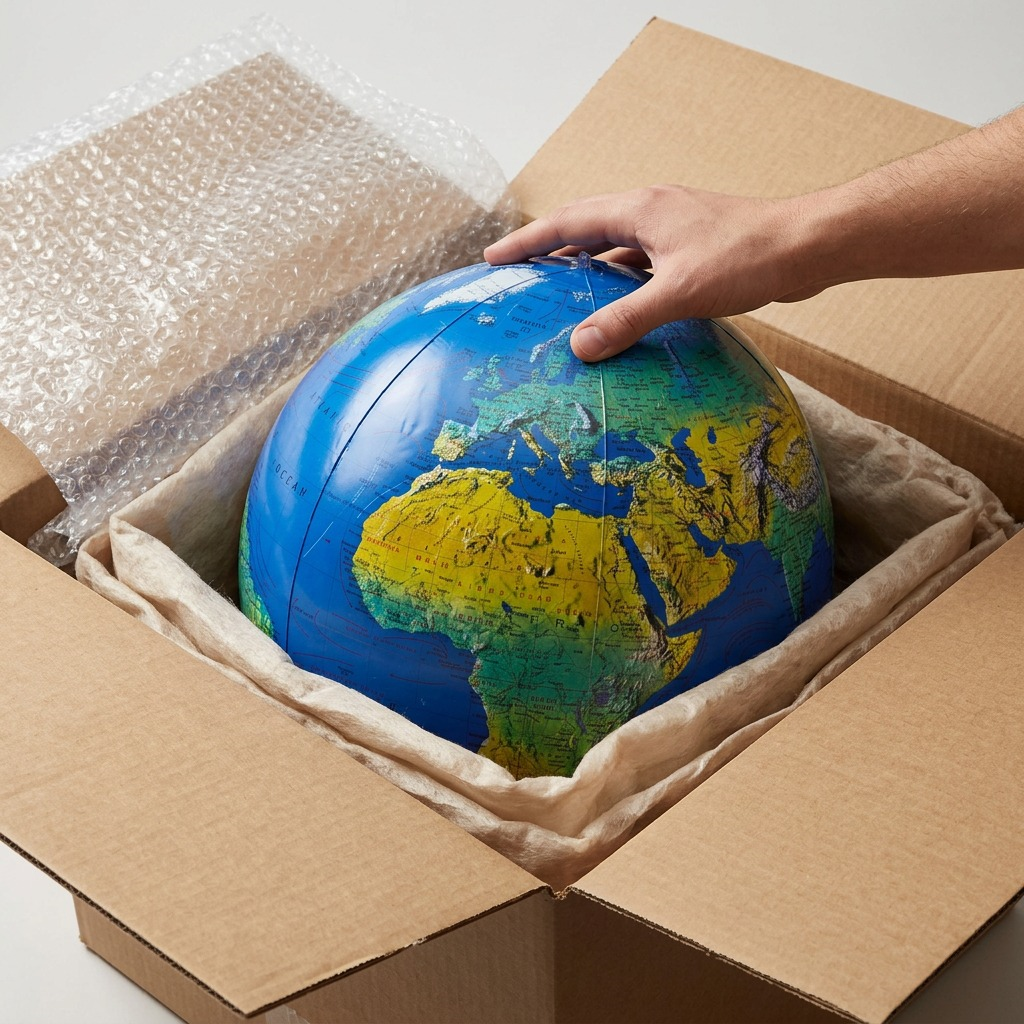 Replogle – Globe gonflable topo 16 po bleu EN #17601 — Présentation du produit et de son emballage