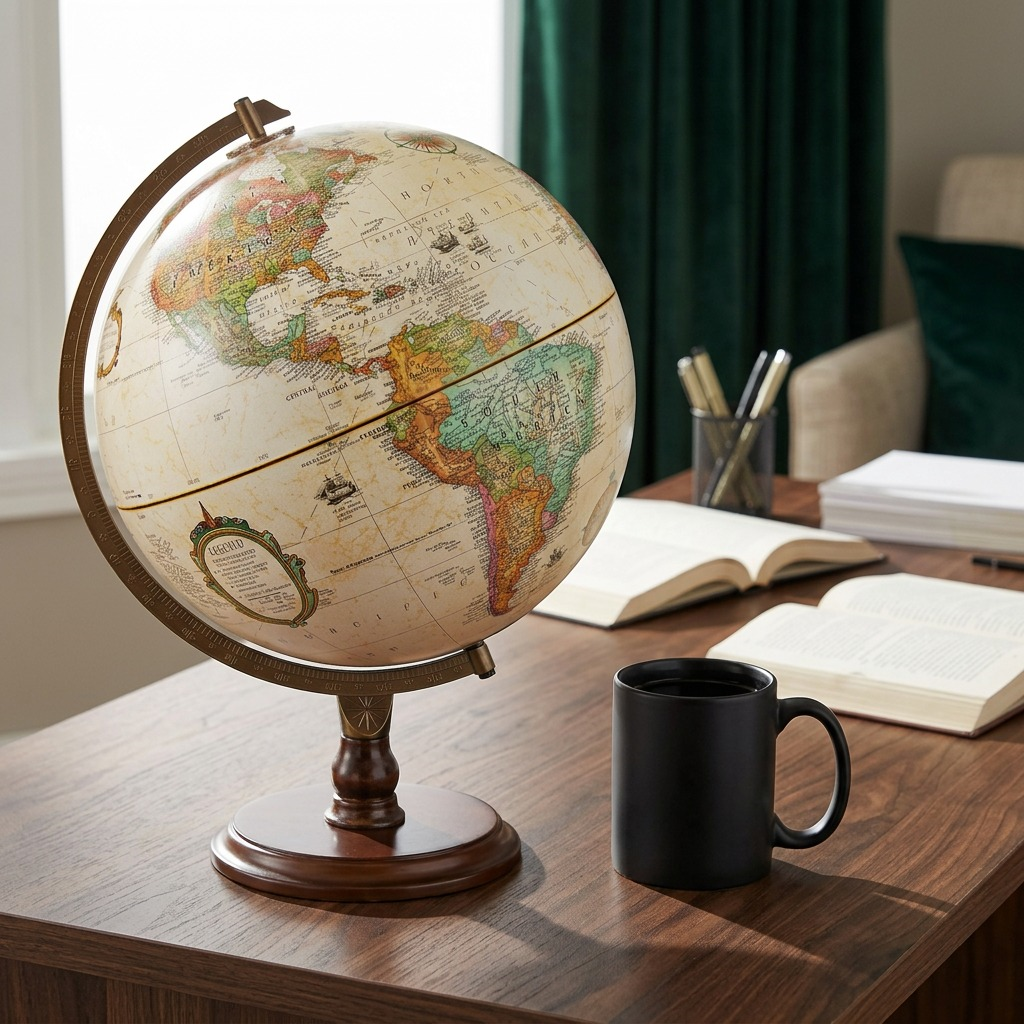A high-resolution hero shot of the non-illuminated Replogle Lenox globe, centered on a pure white background.