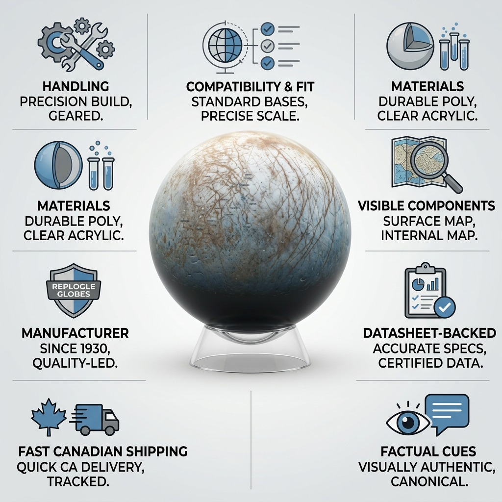 Replogle Astro EUROPA – Globe multicolore — Montage présentant plusieurs vues du produit