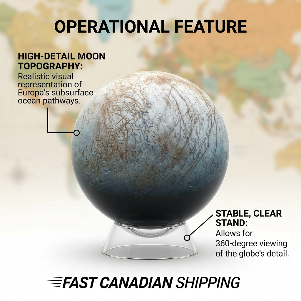 Replogle Astro EUROPA – Globe multicolore — Infographie présentant les caractéristiques