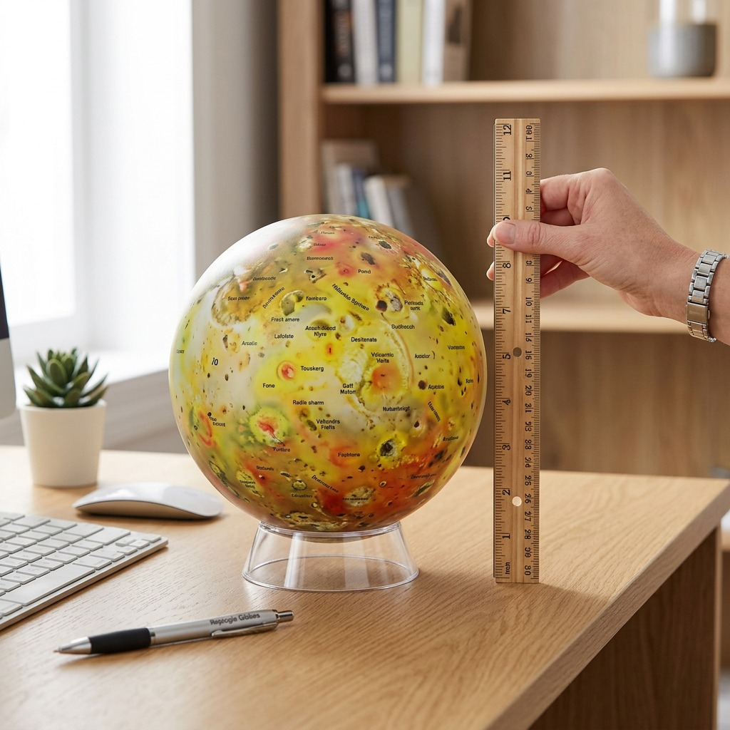 Replogle Io Multi-globe hero shot: colorful planetary map on acrylic stand, pure white background.