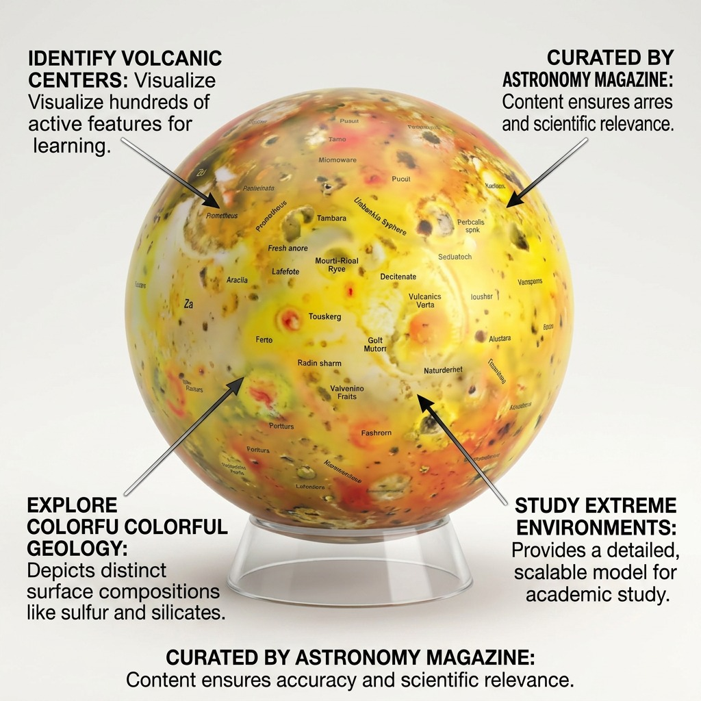 Replogle Astro IO – Globe multicolore — Infographie présentant les caractéristiques