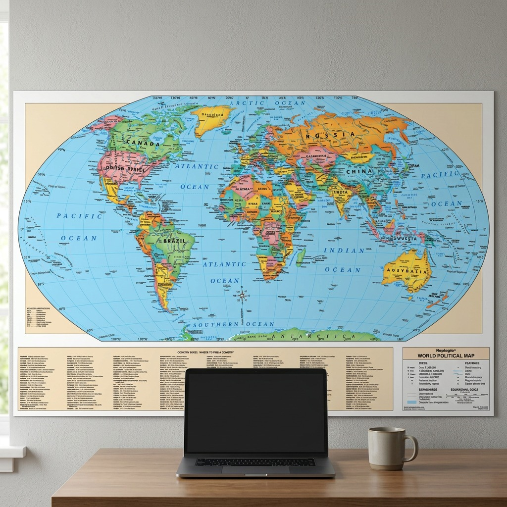Replogle – Carte du monde laminée, bleu EN — Vue complémentaire du produit, image 4