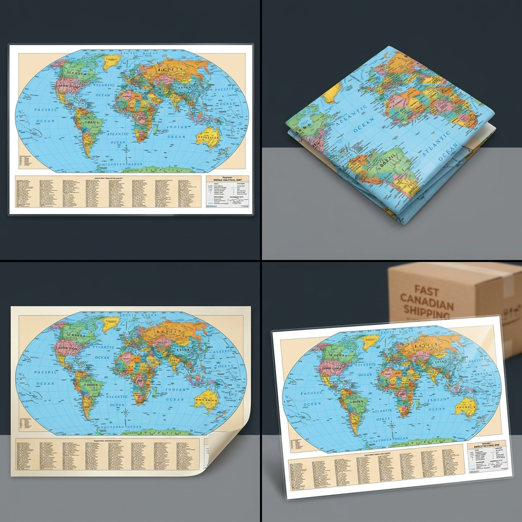 Replogle – Carte du monde laminée, bleu EN — Vue complémentaire du produit, image 5