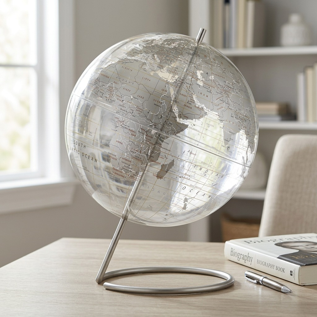 Replogle CRYSTAL MARQUISE – Globe — Présentation dans un décor de bureau ou de maison
