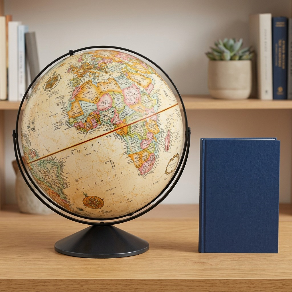 Replogle Eureka – Globe 16 po antique EN — Vue du produit avec repère de taille