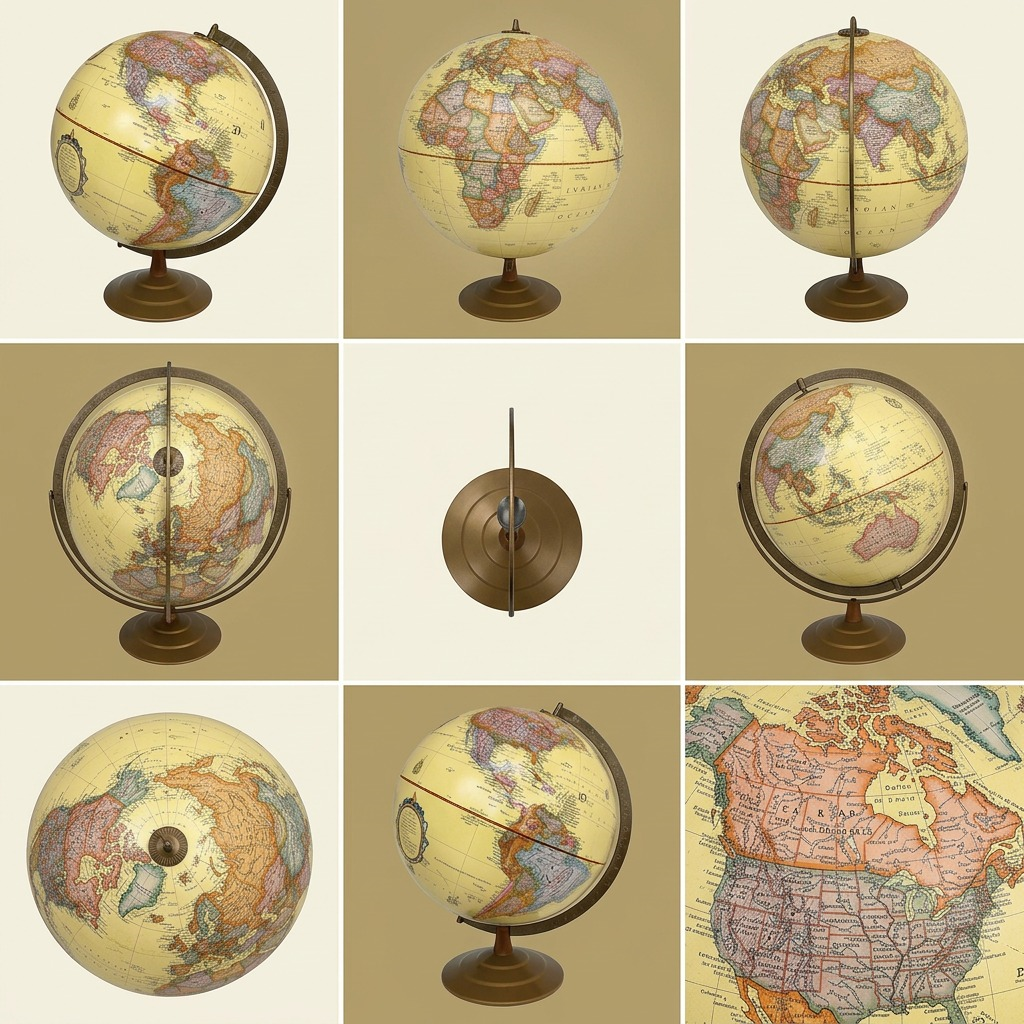Replogle Globemaster – Globe de bureau 12 po antique FR — Montage présentant plusieurs vues du produit