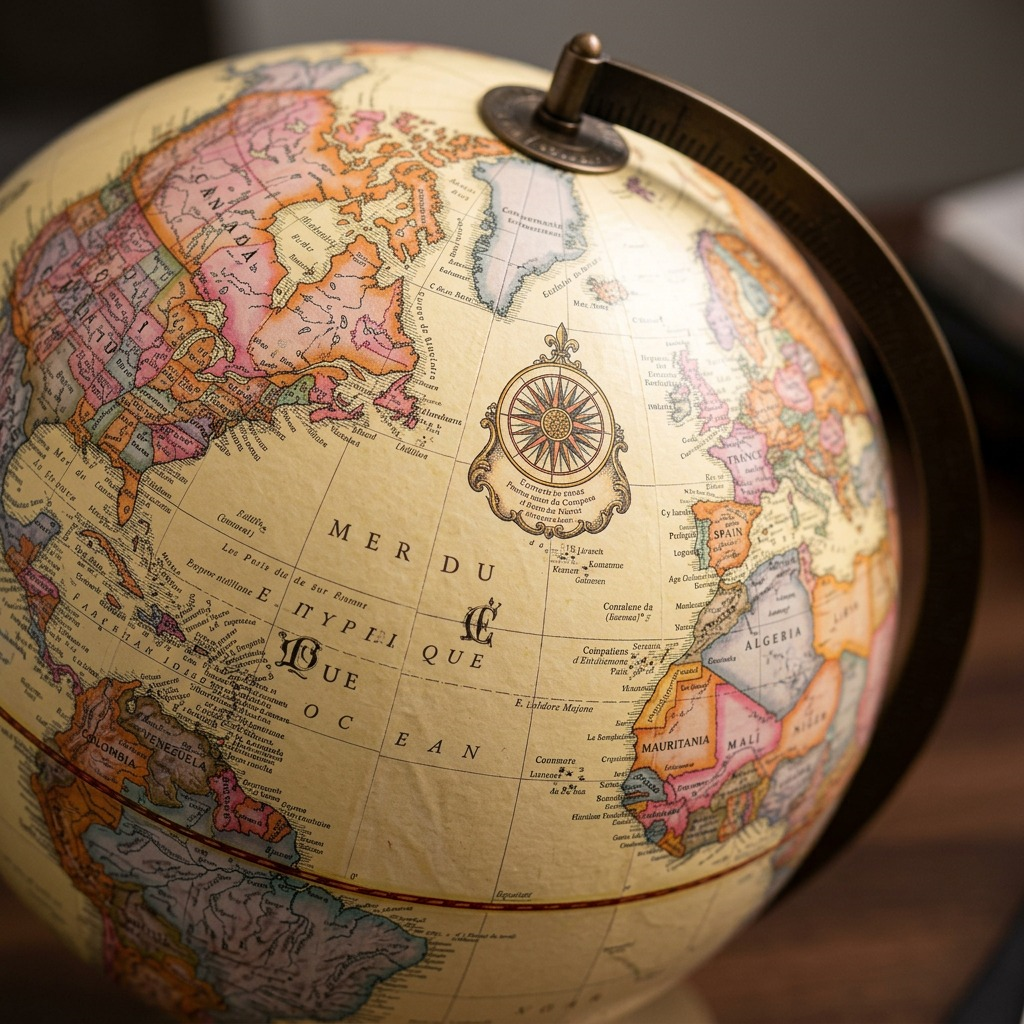 Replogle Globemaster – Globe de bureau 12 po antique FR — Gros plan de la cartographie et des détails