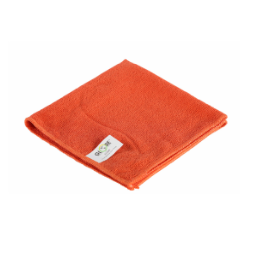 Globe – Chiffons en microfibre orange 16 × 16 po, 240 g/m², paquet de 10 – 3130O