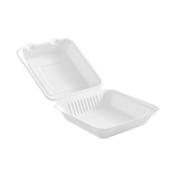 Globe – Contenants compostables à charnière 6 × 6 × 3 po – blancs, paquet de 50 – 6010