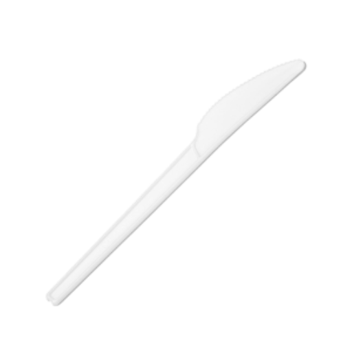 Globe 6152, couteaux de table blancs compostables en CPLA, paquet de 100