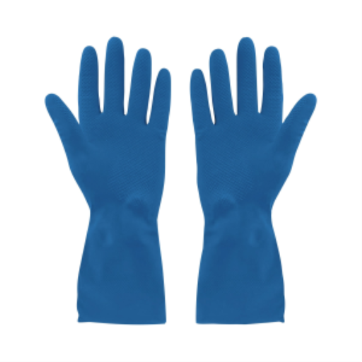 Globe – Gants en caoutchouc doublés argent, bleus, petit, manchette allongée, 12 paires – 7774