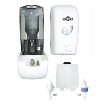 Globe – Distributeur automatique blanc pour savon mousse ou lotion – 4670W