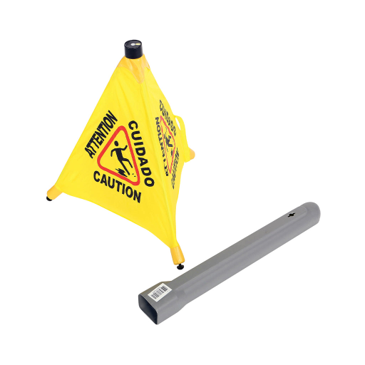 Globe – Cône escamotable jaune pour sol mouillé avec tube de rangement – 7114