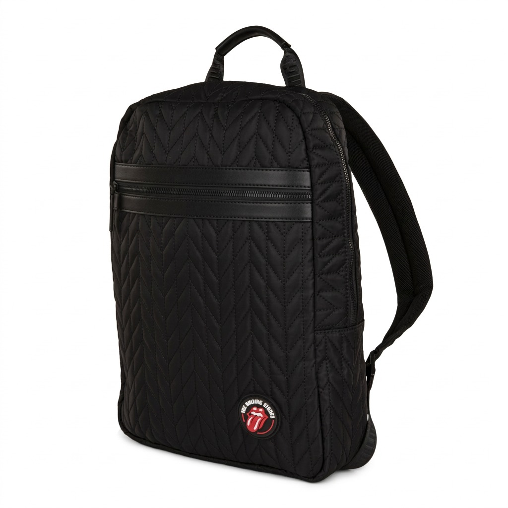 Vue complémentaire de The Rolling Stones Iconic – Sac à dos matelassé en nylon, noir