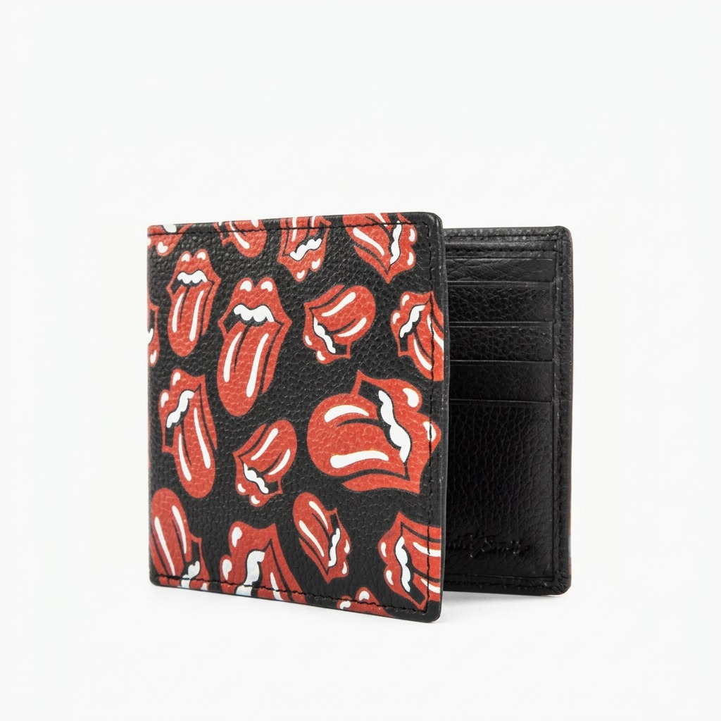 Vue complémentaire de The Rolling Stones The Watts – Portefeuille pour homme en cuir, motif lèvres