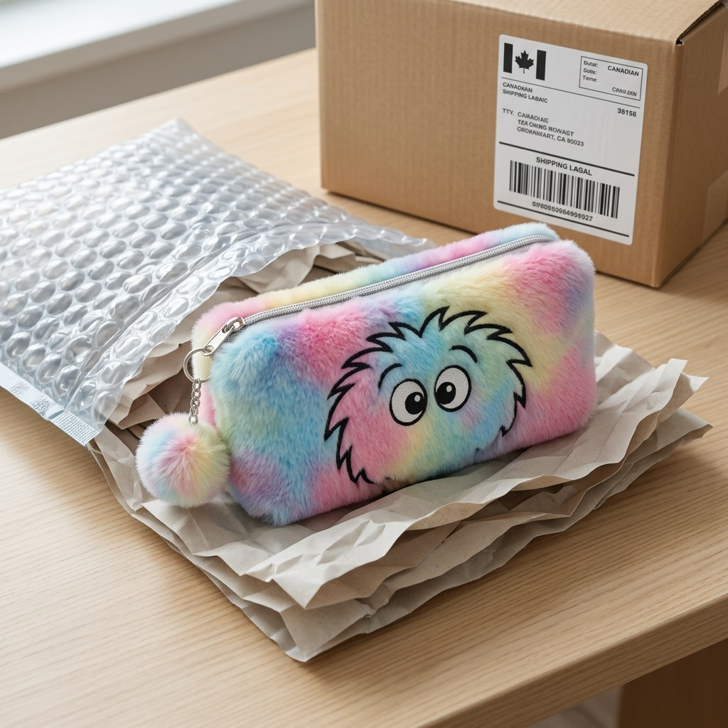 Emballage et présentation de Bondstreet Furry Face – Étui scolaire pelucheux, multicolore – photo 7