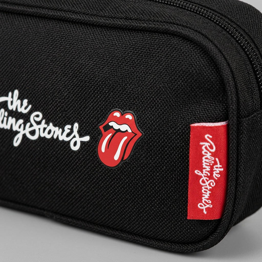 Gros plan sur un détail de The Rolling Stones The Core – Étui à crayons en polyester, noir – photo 3