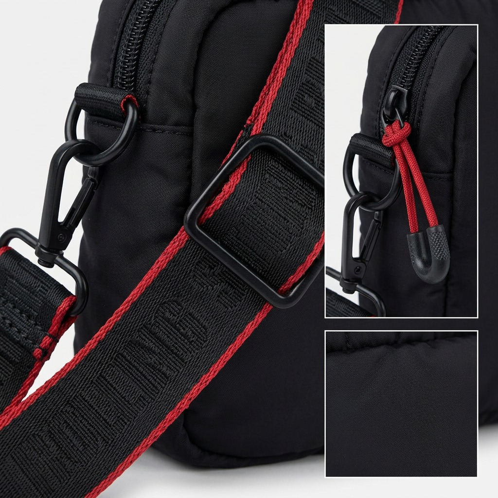 Gros plan sur un détail de The Rolling Stones Blue Bridges – Sac bandoulière en nylon, noir – photo 3