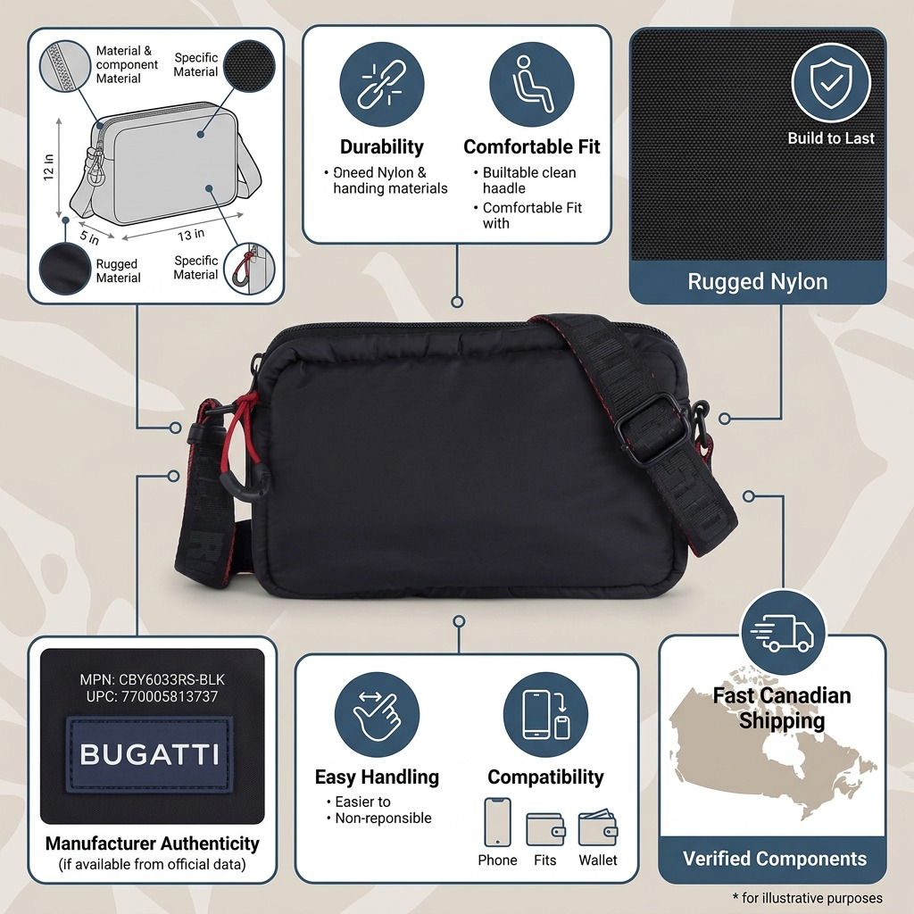 Visuel illustrant les caractéristiques de The Rolling Stones Blue Bridges – Sac bandoulière en nylon, noir – photo 8