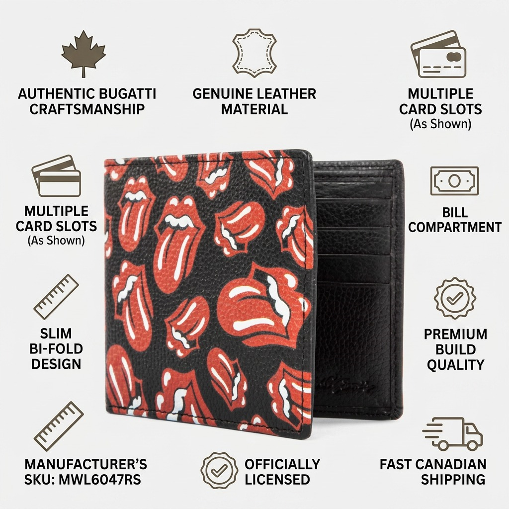 Emballage et présentation de The Rolling Stones The Watts – Portefeuille pour homme en cuir, motif lèvres – photo 8