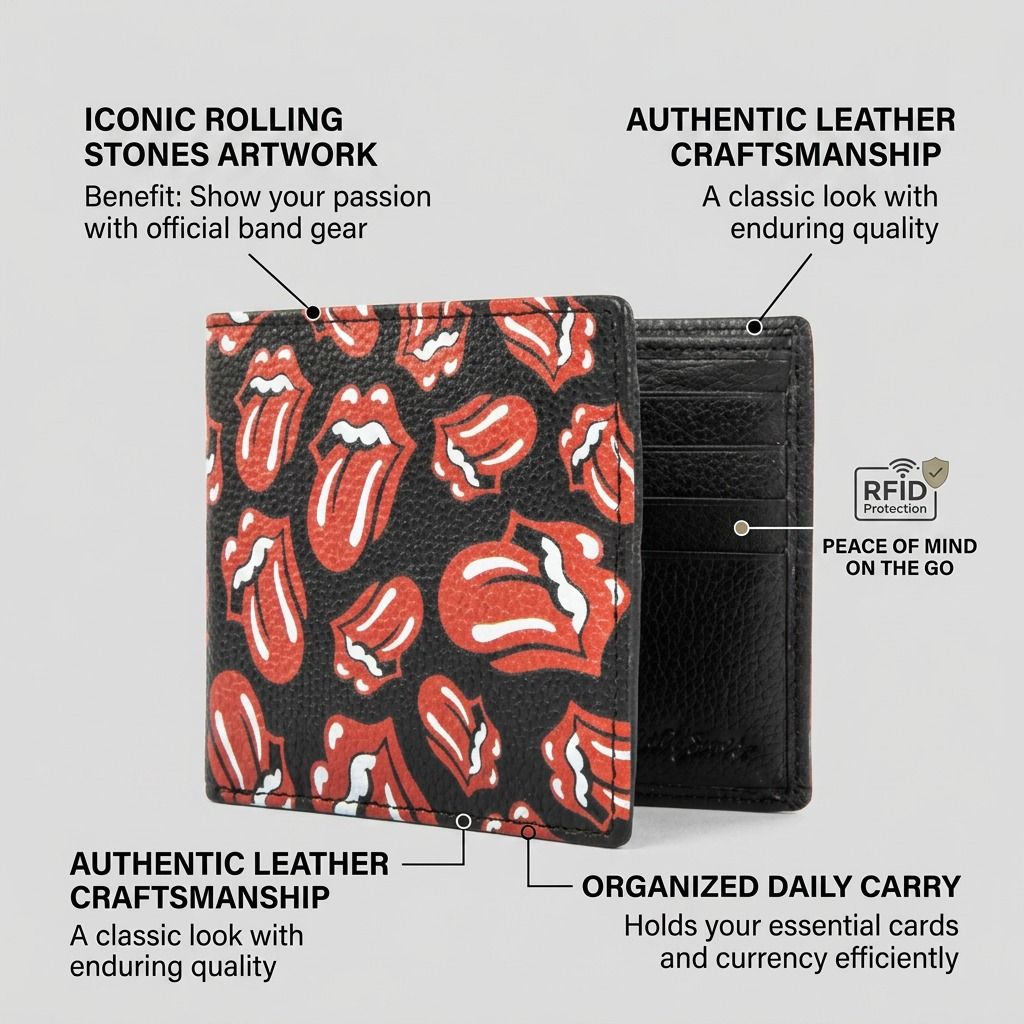 Vue complémentaire de The Rolling Stones The Watts – Portefeuille pour homme en cuir, motif lèvres – photo 6