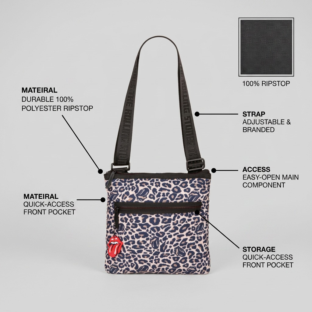 Vue complémentaire de The Rolling Stones Evolution – Sac bandoulière indéchirable, modèle ANM – photo 6