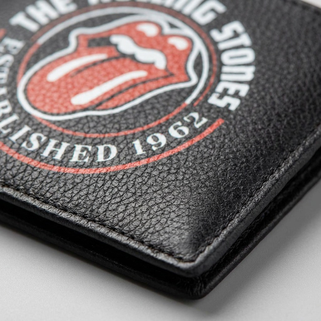 Gros plan sur un détail de The Rolling Stones The Watts – Portefeuille pour homme en cuir, style vintage – photo 3