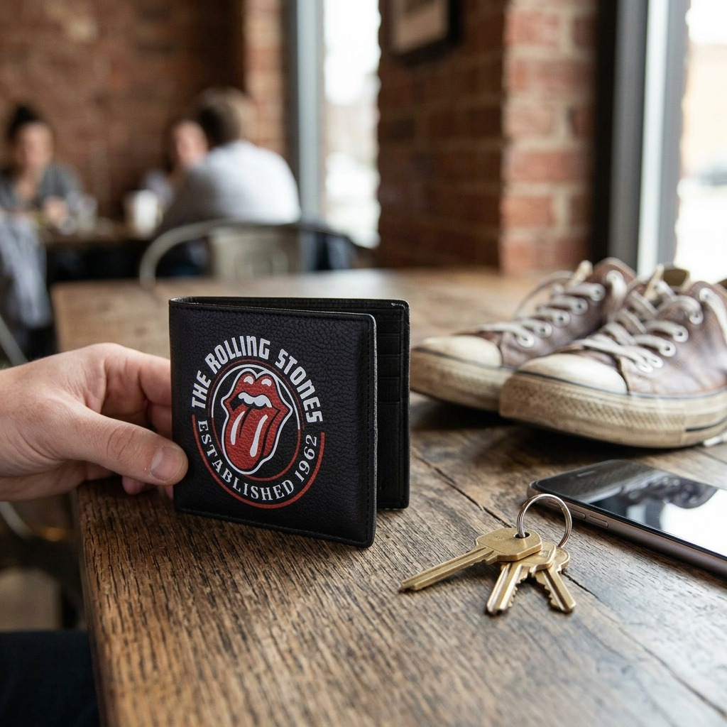 Vue complémentaire de The Rolling Stones The Watts – Portefeuille pour homme en cuir, style vintage – photo 4