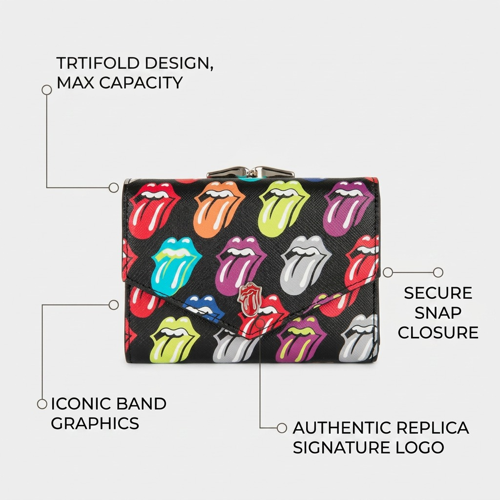 Visuel illustrant les caractéristiques de The Rolling Stones The Cult – Portefeuille à trois volets, multicolore – photo 8
