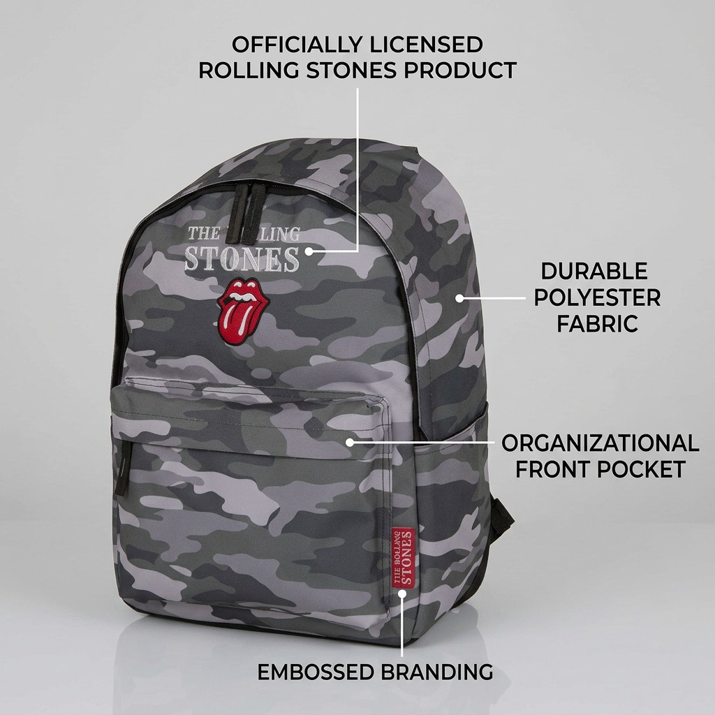 Vue complémentaire de The Rolling Stones The Core – Sac à dos en polyester, motif noir – photo 4
