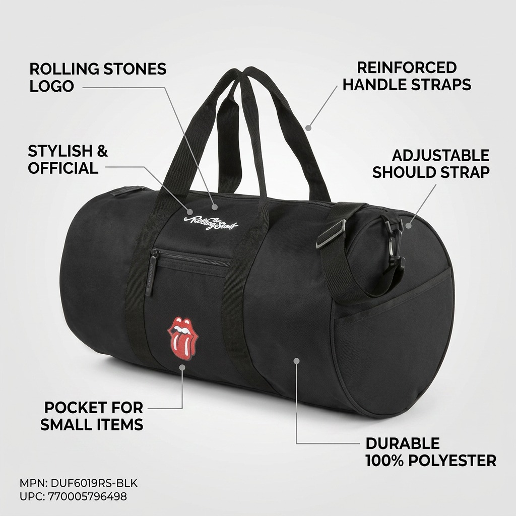 Vue complémentaire de The Rolling Stones The Core – Sac de voyage en nylon, noir – photo 6
