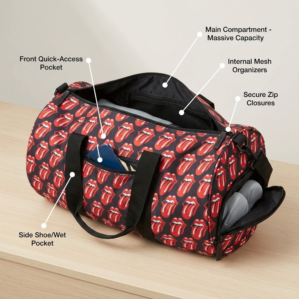 Vue de l'intérieur de The Rolling Stones The Core – Sac de voyage en nylon, variante BLP – photo 6