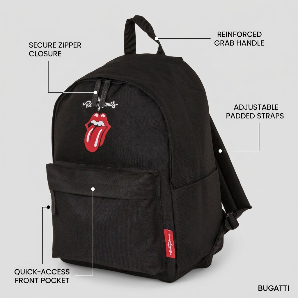 Vue complémentaire de The Rolling Stones The Core – Sac à dos en polyester, noir – photo 7