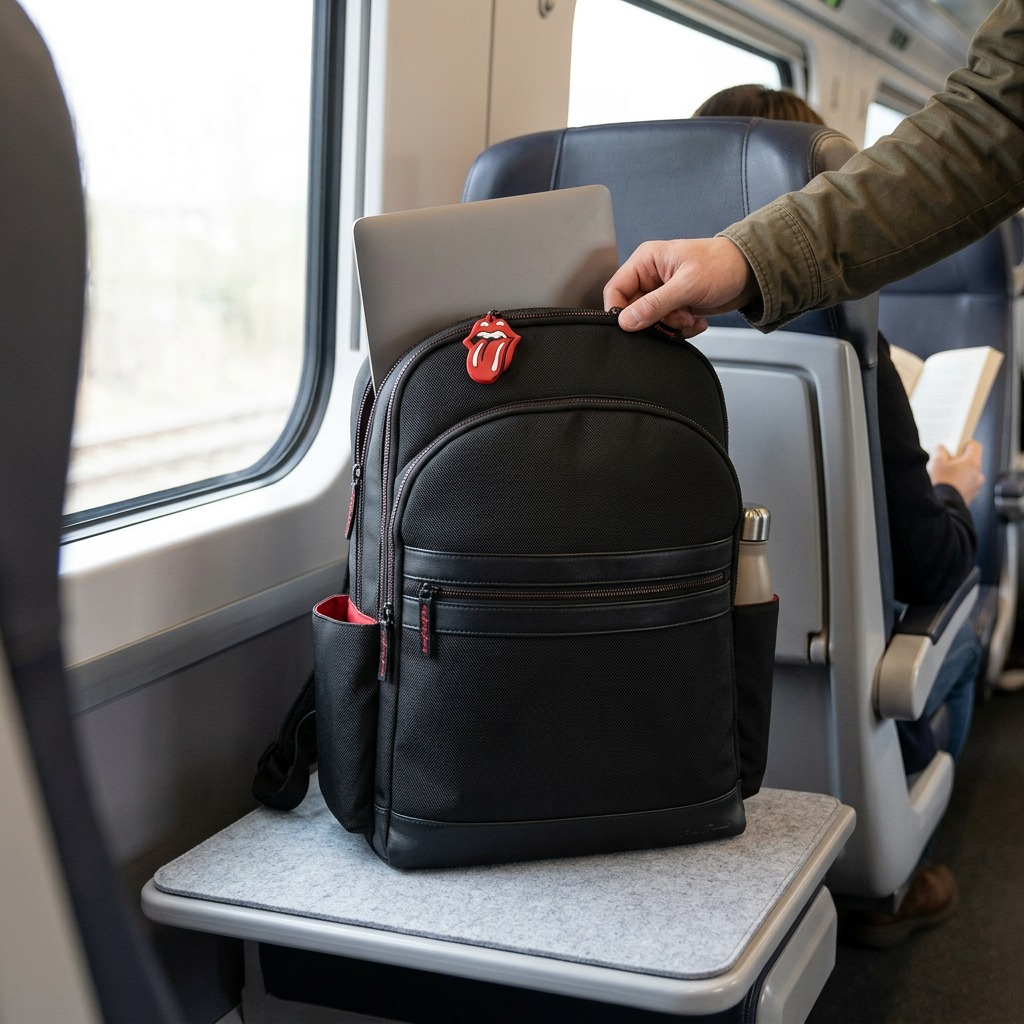 Mise en situation de The Rolling Stones Flashpoint – Sac à dos en polyester texturé, noir – photo 4
