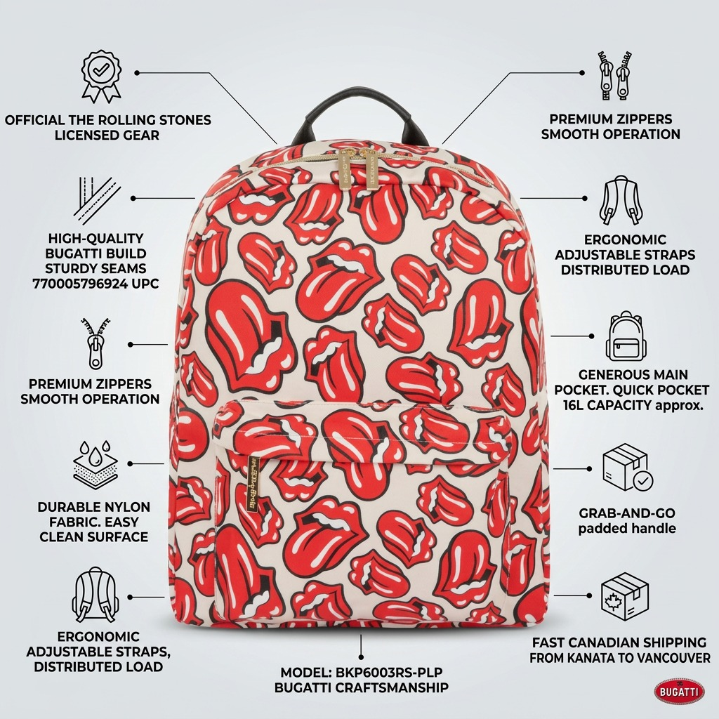 Emballage et présentation de The Rolling Stones The Cult – Sac à dos, imprimé lèvres – photo 8