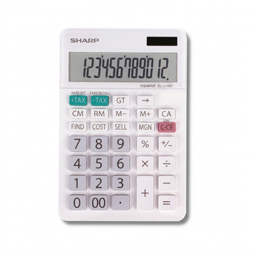 Présentation sur un bureau : SHARP EL334W (calculatrice)
