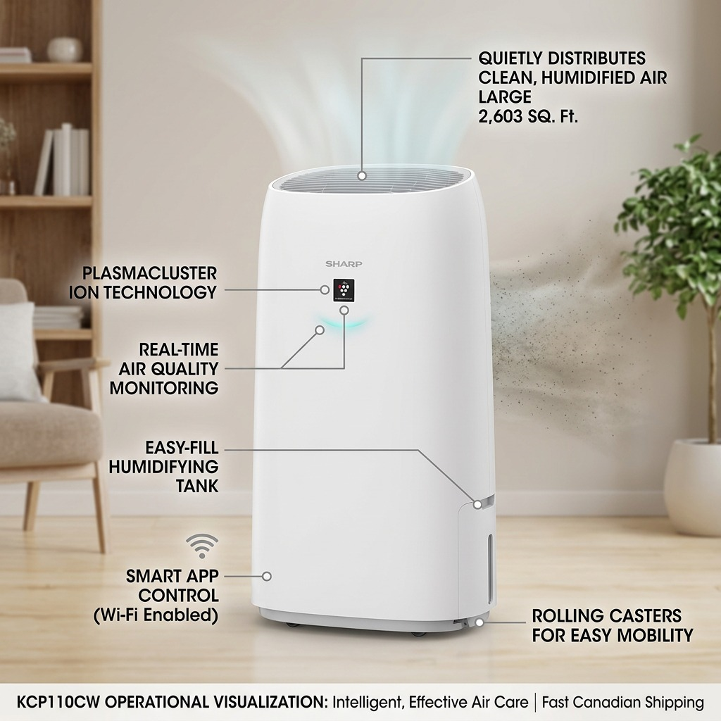 Schéma des caractéristiques : SHARP KCP110CW (purificateur d’air)