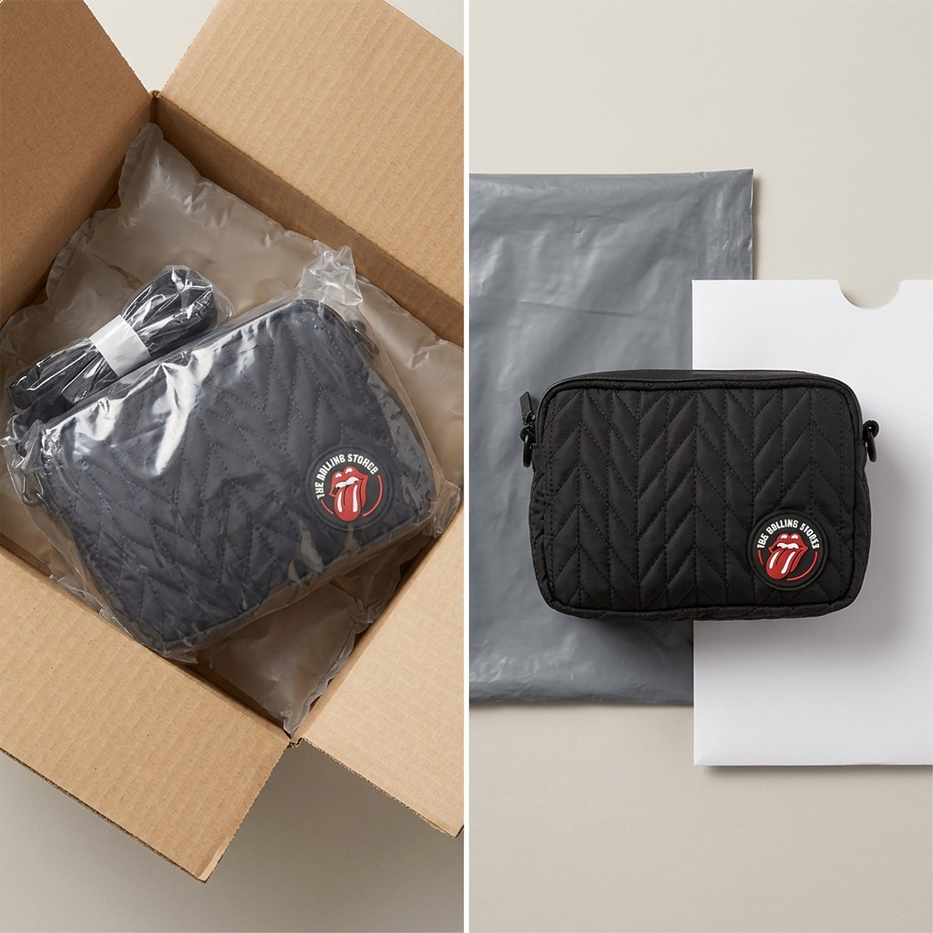 Bugatti CBY6070RS-BLK: Quilted Nylon Rolling Stones Crossbody Bag. High-resolution hero shot, pure white background.