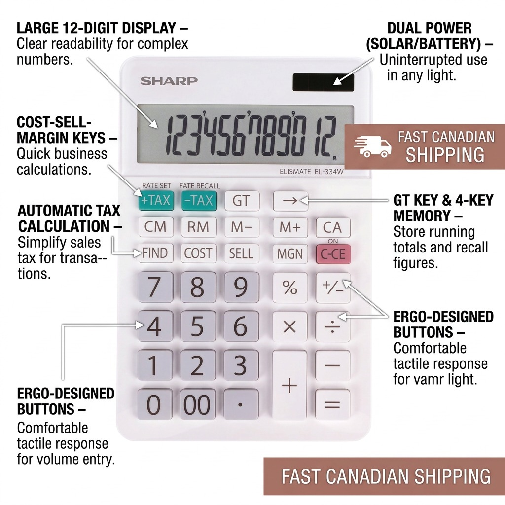Visuel 6 du produit SHARP EL334W – Calculatrice de bureau 12 chiffres, coût-vente-marge